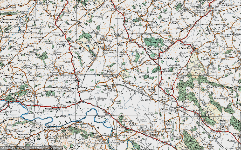 Old Map of Kinnersley, 1920 in 1920