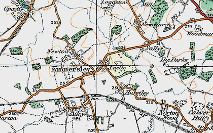 Old map of Kinnersley in 1920