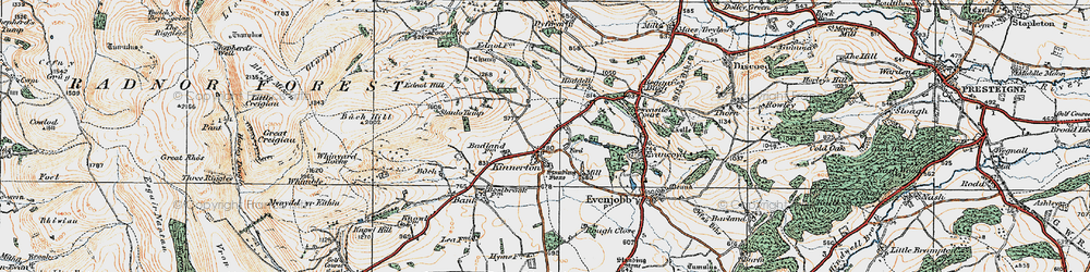Old map of Kinnerton in 1920