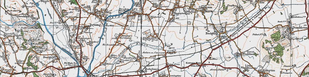Old map of Kinsham in 1919