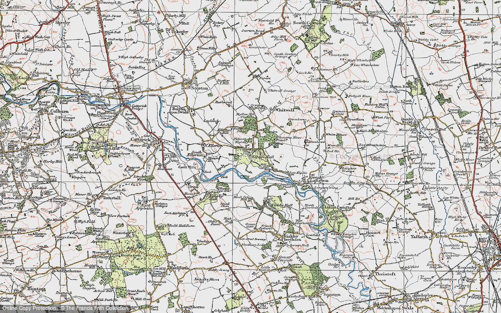 Old Map of Kiplin, 1925 in 1925