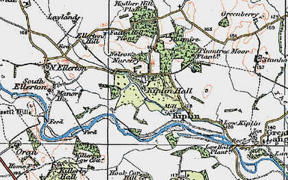 Old map of Kiplin in 1925