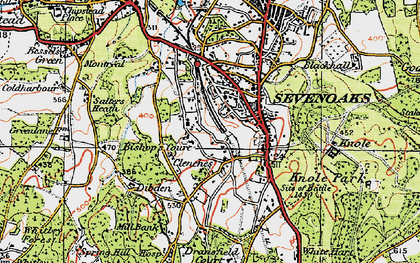 Old map of Kippington in 1920