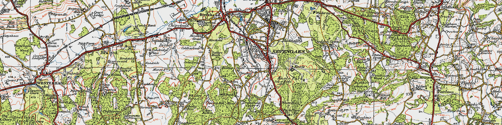 Old map of Kippington in 1920