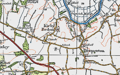 Old map of Kirby Bedon in 1922