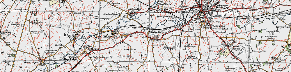Old map of Kirby Bellars in 1921