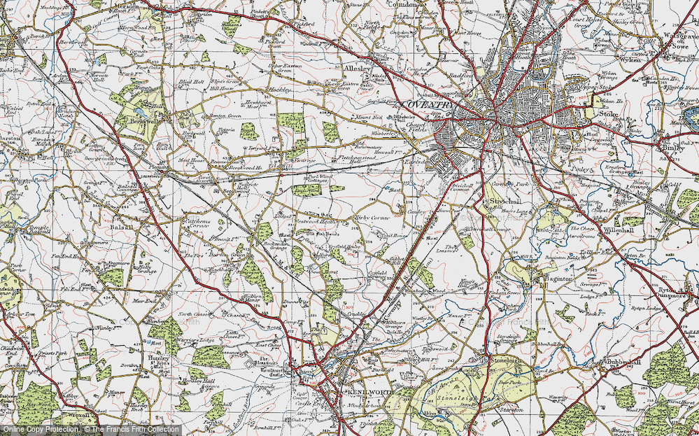 Old Map of Kirby Corner, 1920 in 1920