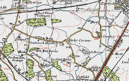 Old map of Kirby Corner in 1920