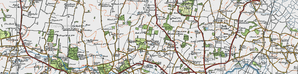 Old map of Kirby Green in 1922