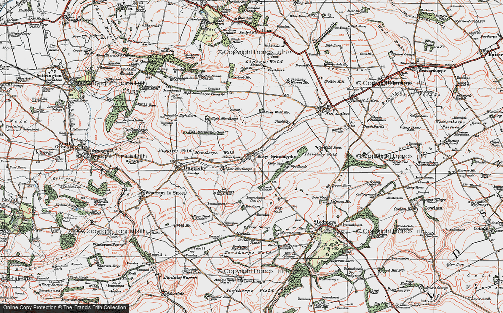 Old Map of Kirby Grindalythe, 1924 in 1924