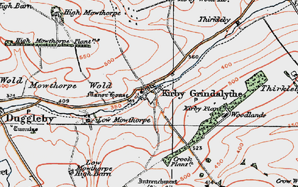 Old map of Kirby Grindalythe in 1924