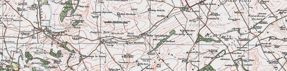 Old map of Kirby Grindalythe in 1924