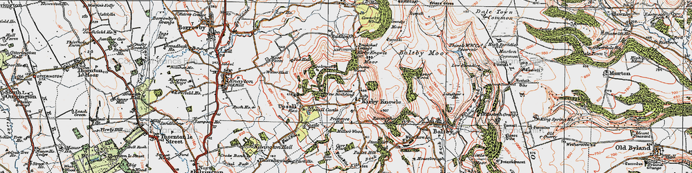 Old map of Kirby Knowle in 1925
