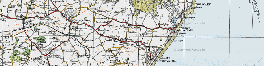 Old map of Kirby-le-Soken in 1921