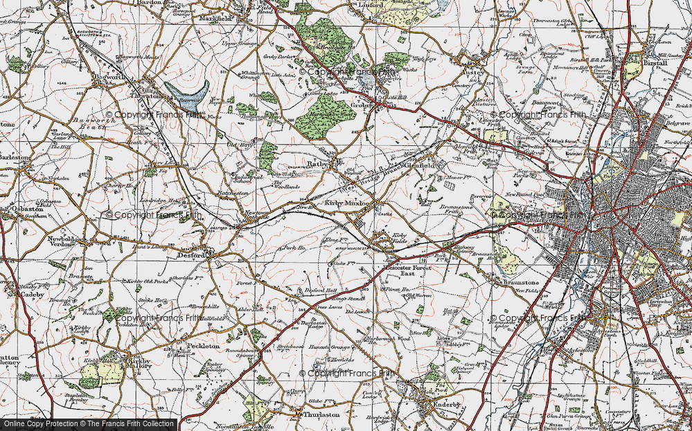 Old Map of Kirby Muxloe, 1921 in 1921