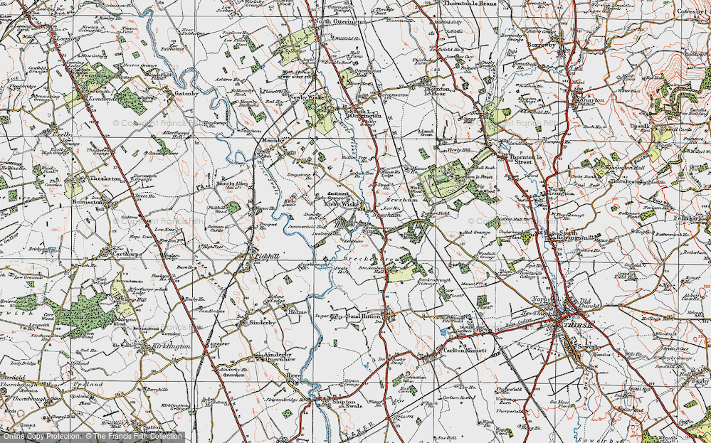 Old Map of Kirby Wiske, 1925 in 1925