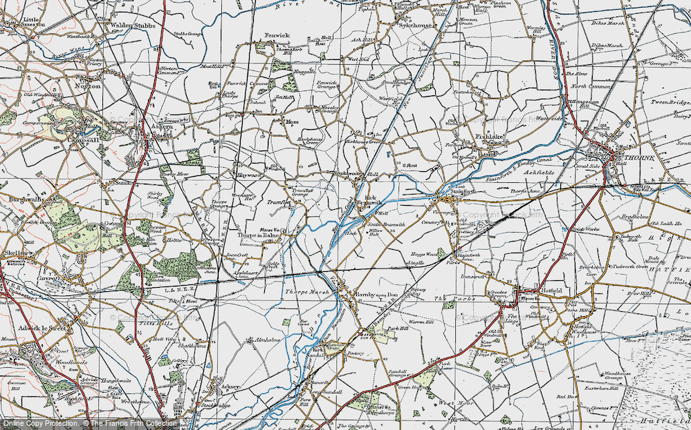 Old Map of Kirk Bramwith, 1923 in 1923