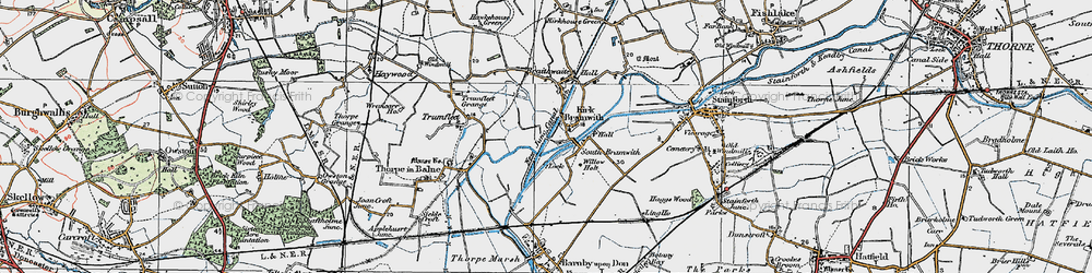 Old map of Kirk Bramwith in 1923