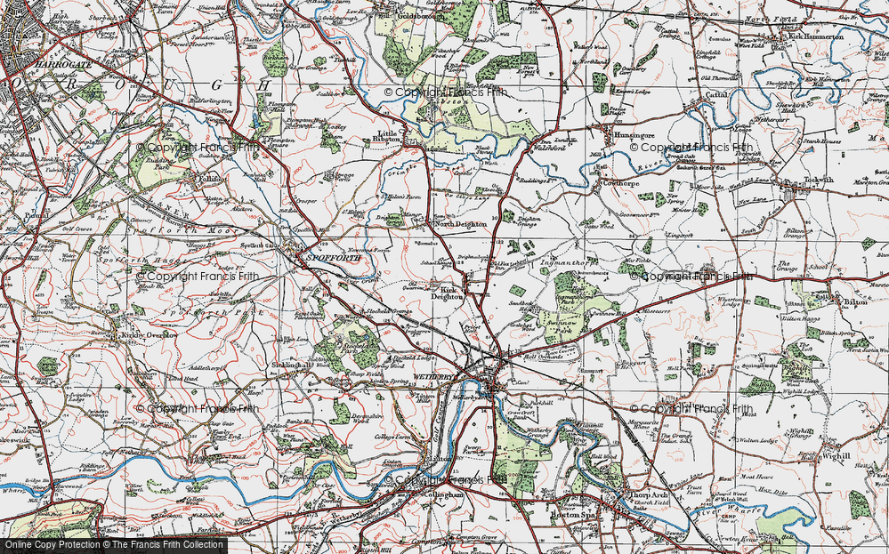 Old Map of Kirk Deighton, 1925 in 1925