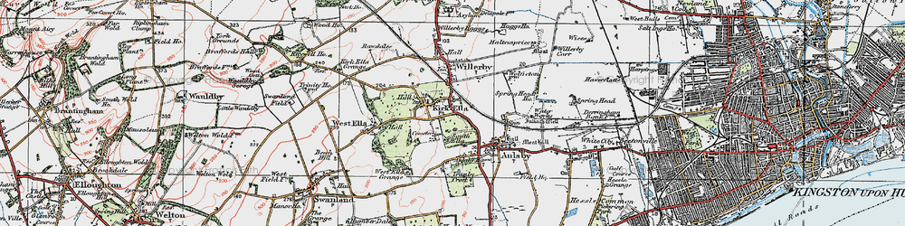 Old map of Kirk Ella in 1924