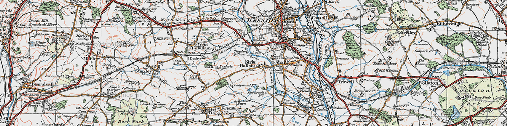 Old map of Kirk Hallam in 1921