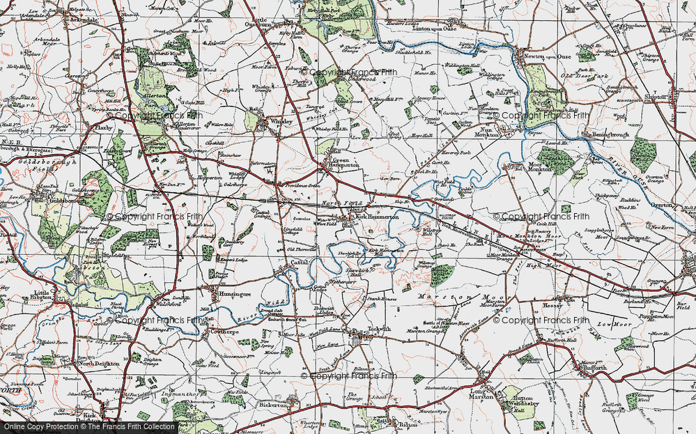 Old Map of Historic Map covering Wilstrop Grange in 1925