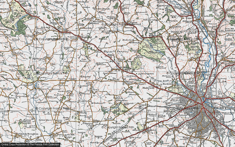 Old Map of Kirk Langley, 1921 in 1921