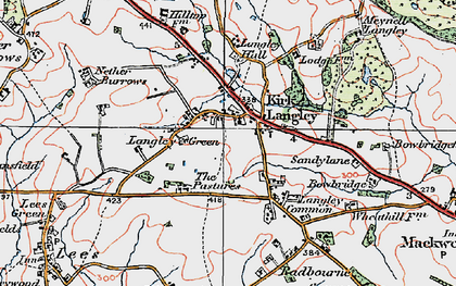 Old map of Kirk Langley in 1921