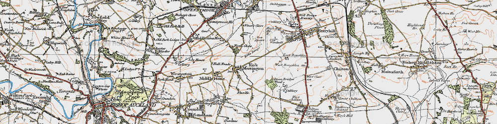 Old map of Kirk Merrington in 1925