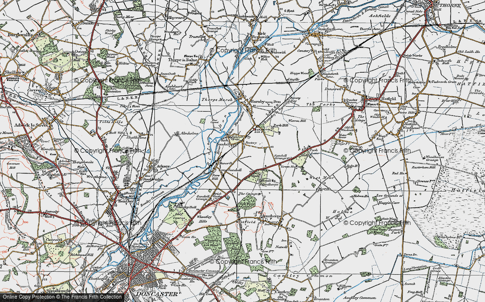 Old Map of Kirk Sandall, 1923 in 1923