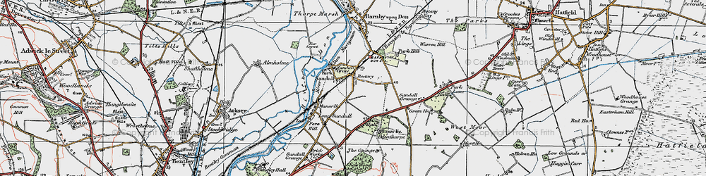 Old map of Kirk Sandall in 1923