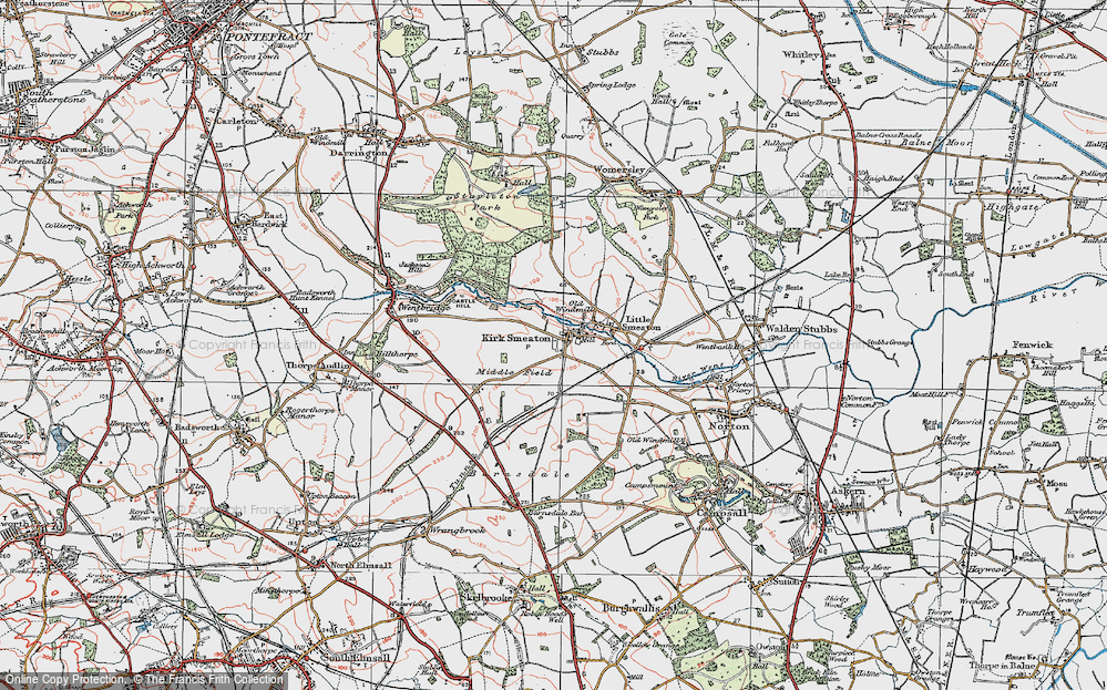 Old Map of Kirk Smeaton, 1924 in 1924