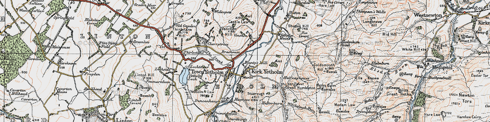 Old map of Yetholm Mains in 1926