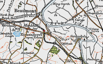 Old map of Kirkandrews-on-Eden in 1925