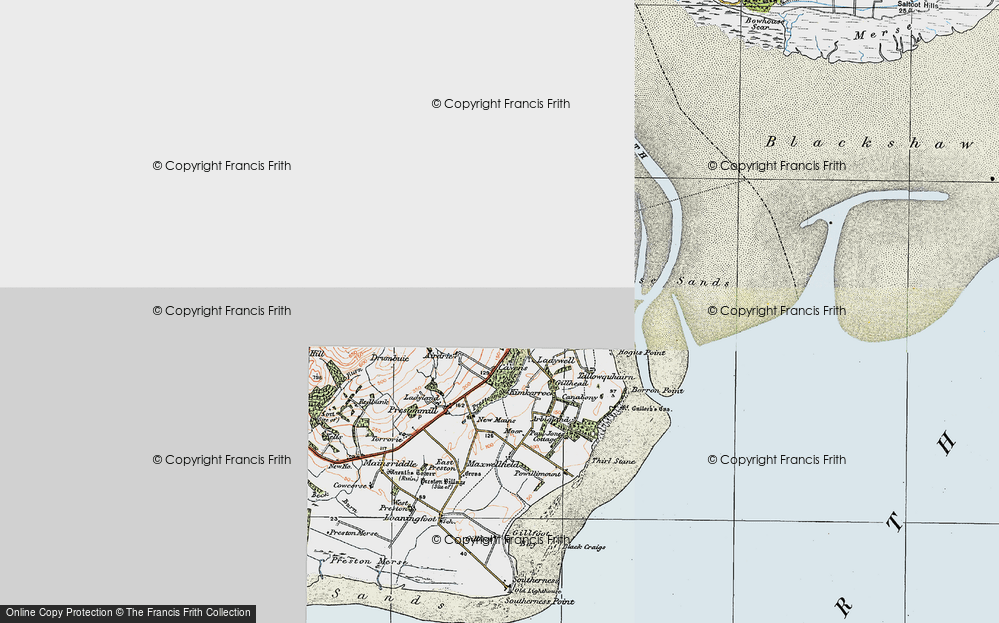 Old Map of Historic Map covering Borron Point in 1925