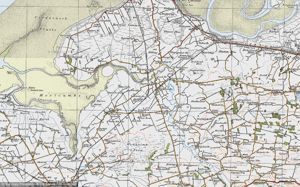 Old Map of Historic Map covering Angerton Ho in 1925