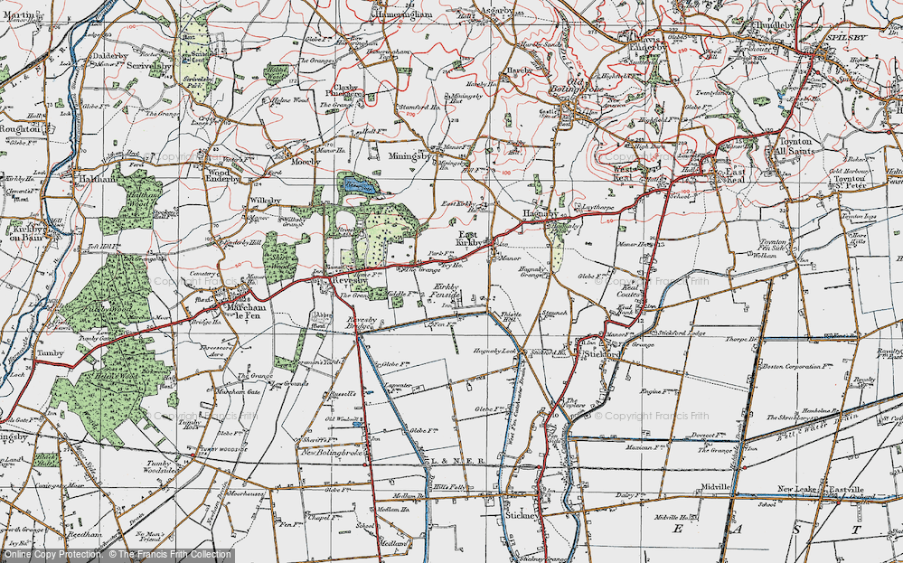 Old Map of Kirkby Fenside, 1923 in 1923