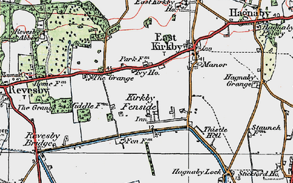 Old map of Kirkby Fenside in 1923