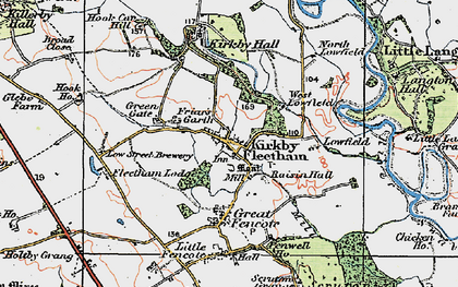 Old map of Kirkby Fleetham in 1925