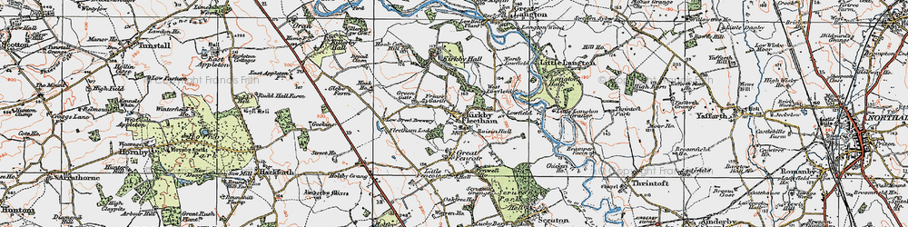 Old map of Kirkby Fleetham in 1925
