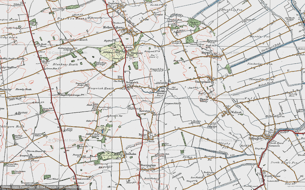 Old Map of Kirkby Green, 1923 in 1923