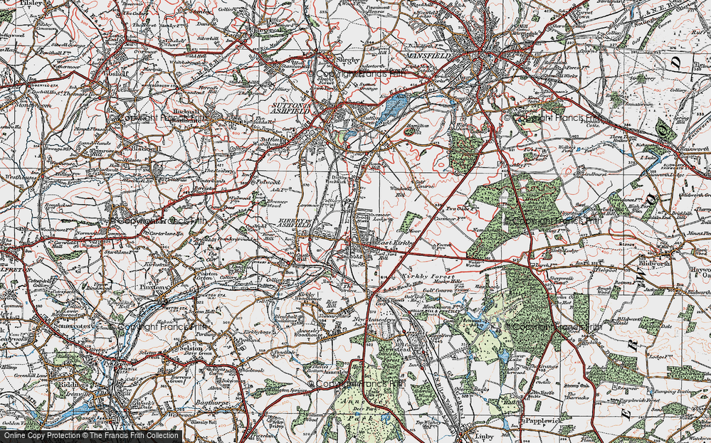 Old Map of Historic Map covering Boar Hill in 1923