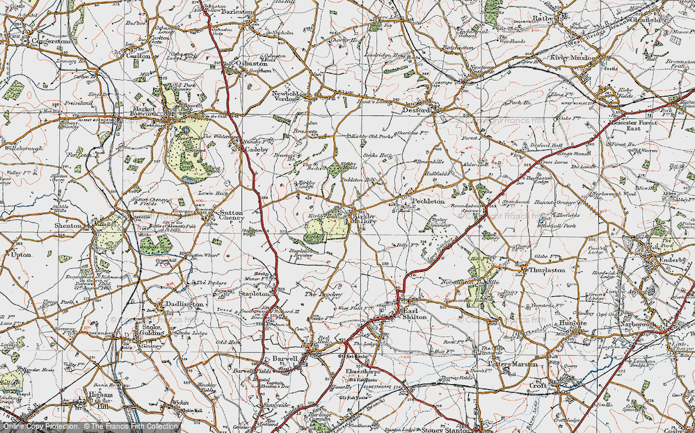 Old Map of Kirkby Mallory, 1921 in 1921