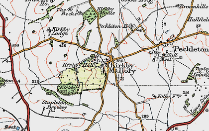 Old map of Kirkby Mallory in 1921