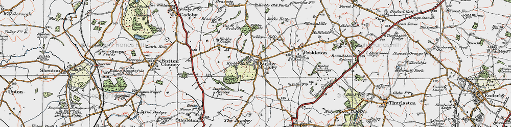 Old map of Kirkby Mallory in 1921