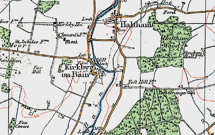 Old map of Kirkby on Bain in 1923