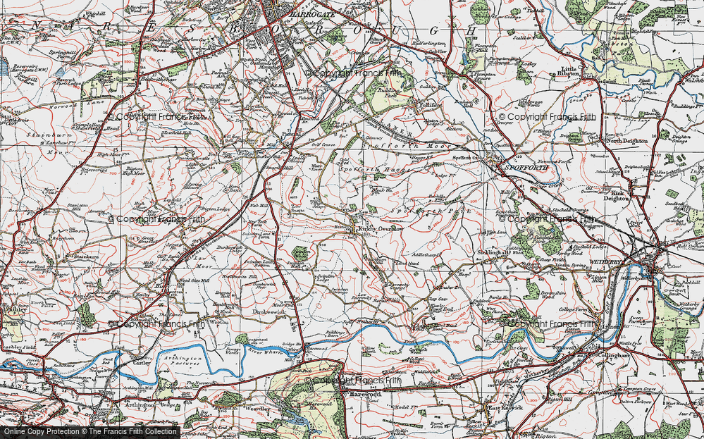 Old Map of Historic Map covering Barrowby in 1925