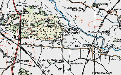 Old map of Kirkby Wharfe in 1924