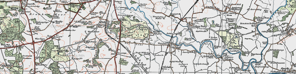 Old map of Kirkby Wharfe in 1924