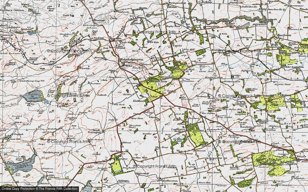 Old Map of Kirkharle, 1925 in 1925